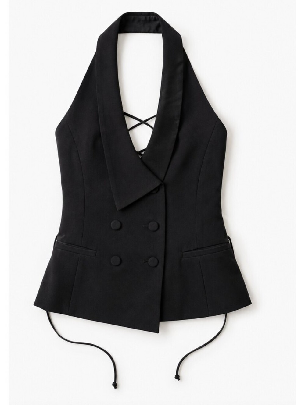 NWOT Rozie Corsets Tie-Back Tux Halter Top Black Size 36 US 4